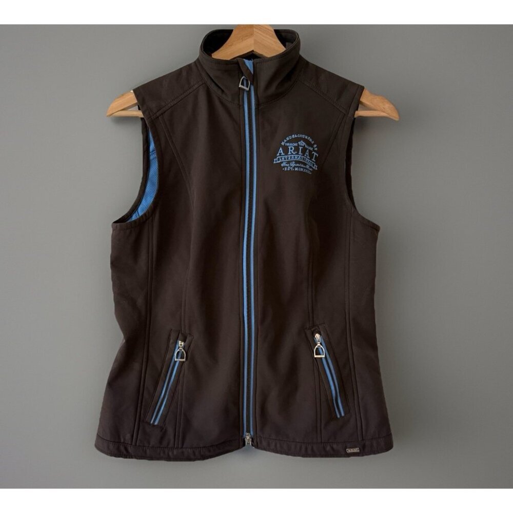 Ariat‎ Softshell Lined Women’s Sz S Brown Full Zip Riding Vest Equestrian Riding